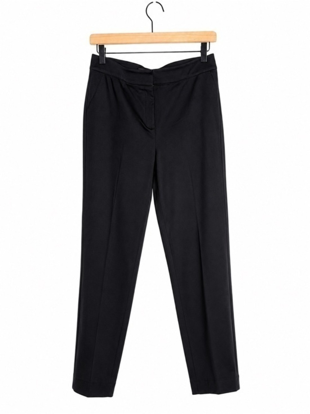 St. John Black Straight Leg Career Pants Stretch Size 4 Basics Designer Office